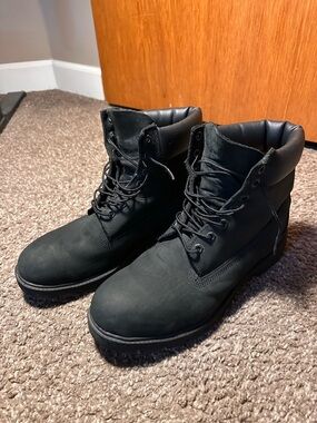 Timberland Men's Black Padded-Collar Work Boots